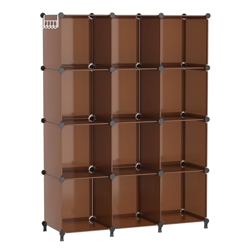 AWTATOS Cube Storage Organizer, Storage Cubes Shelves Bookshelf, 12 Cube Closet Organizers and Storage, DIY Stackable Plastic Clothes Organizer Shelving for Bedroom, Home, Cocoa Brown - color: Cocoa Brown