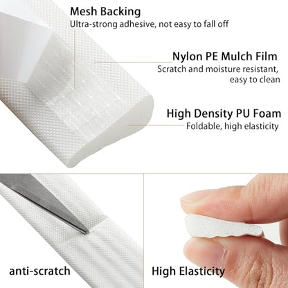 QDiShi 196" Wedge-Shape Weather Stripping Door Seal Weatherproof Foam Seals Self Adhesive Insulation Anti-Collision Strip Soundproofing Frame Insulation Tape Fits 0.13-0.31" Gaps(White) - color: White