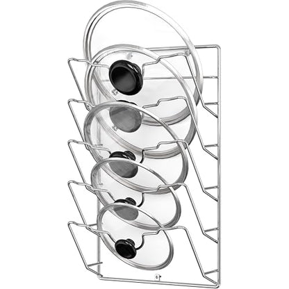 Simple Houseware Wall Door Mounted Pot Lid Rack, Chrome Finish - color: Chrome