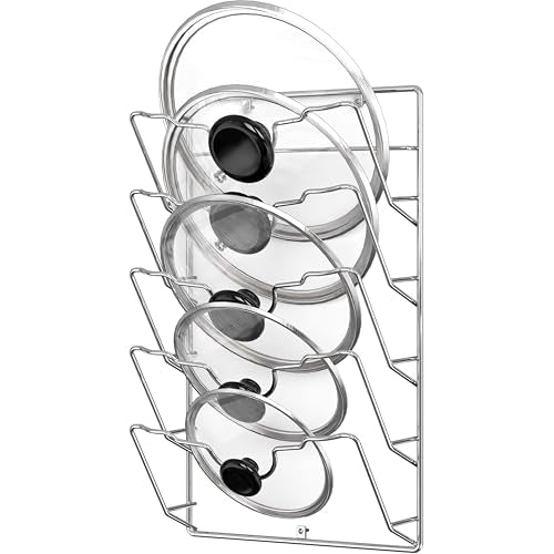 Simple Houseware Wall Door Mounted Pot Lid Rack, Chrome Finish - color: Chrome