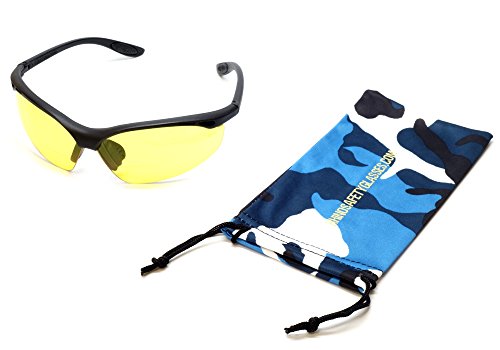 Calabria Rhino R91348 Anti Fog Bifocal Reading Safety Glasses Readers Wrap Around Eye Protection Eyewear w/Camouflage Pouch - color: Yellow, size: 1.50
