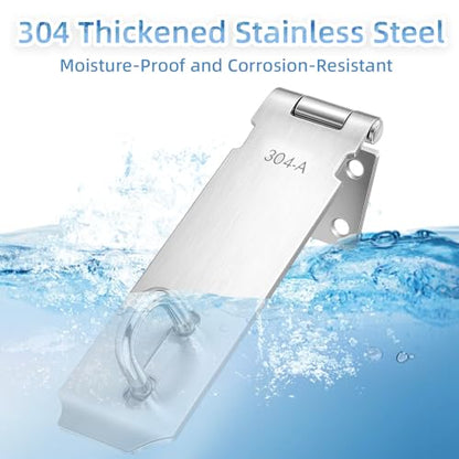Door Hasp Latch Lock, 5 Inch 304 Stainless Steel Safety Packlock Clasp, Brushed Finish, Extra Thick Hinge Lock with Screws for Gates,Doors,Cabinets, Closets