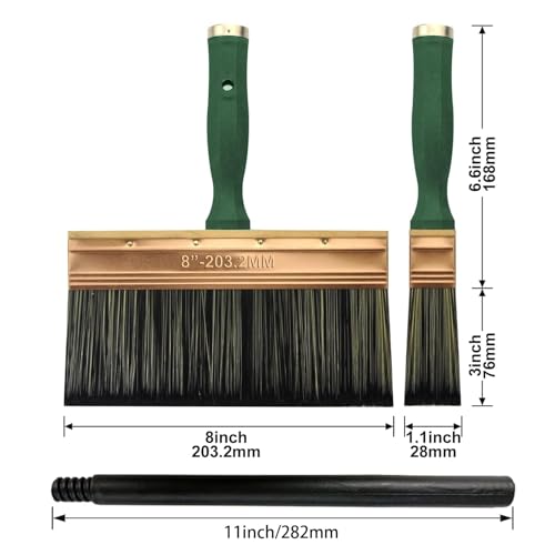 Deck Stain Brush, 8 Inch Deck Paint Brush with Threaded Handle for Extension Pole, Wide Large Brushes for Staining Wood, Fence, Walls, Lime Wash Paint Brush - color: 8 Inch