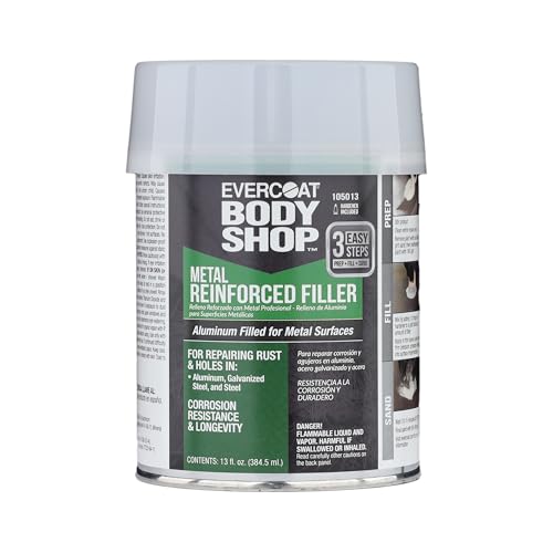 Evercoat Body Shop 105013 Metal Reinforced Filler for Repairing Rust and Holes in Aluminum & Galvanized Steel, Corrosion Resistance & Longevity, Easy Mix Hardener Included 13 Fl Oz. - size: 13 Fl Oz., style: Metal Reinforced Filler