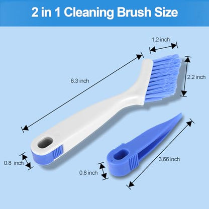Small Scrub Brush Set for Deep Cleaning, 2 Cleaning Brushes for Window Tracks, Grout, Corners and Crevices with Straight Bristles for Precise Scrubbing in Kitchen and Bathroom (Silvery white)