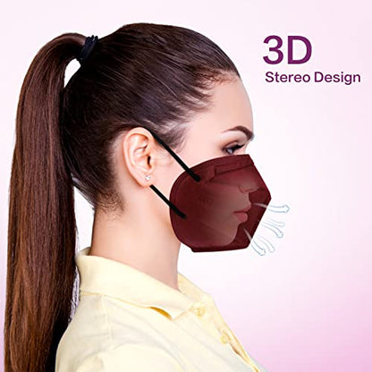 Miuphro 50 Pack Cup Dust Safety Disposable Masks, KN95 5-Layer Foldable Masks - color: Red