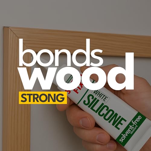 White Silicone Caulk - Easy Squeeze Caulking Tube, Silicone Sealant for Wood, Kitchen, Bathroom, Sink, Windows - Multi Purpose & Waterproof - 1.7 fl. oz (White) - color: White