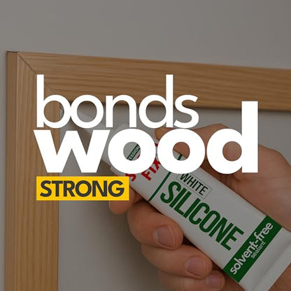 White Silicone Caulk - Easy Squeeze Caulking Tube, Silicone Sealant for Wood, Kitchen, Bathroom, Sink, Windows - Multi Purpose & Waterproof - 1.7 fl. oz (White) - color: White