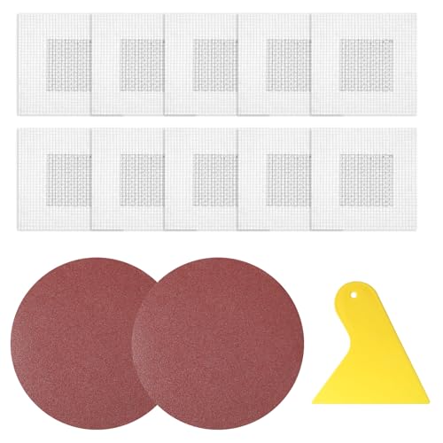 13 Pack Drywall Repair Patch, 2 Inch Drywall Repair Kit Patch with Extended Self-Adhesive Mesh, Dry Wall Patches Kits for Holes, Comes with Scraper and Sandpapers