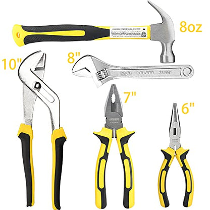 DOWELL Tool Set Tool Kit 19-Piece Household Tool Kit Set Pliers Screwdriver Set Hex Key Wrench with Storage Tool Bag Pouch HYT19 - size: 19PCS