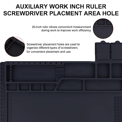 Premium Heat Resistant 932°F Magnetic Silicone Soldering Mat Electronics Work Mat for Computer Cell Phone Laptop Repair, BGA Soldering Gun Iron Workbench Protection