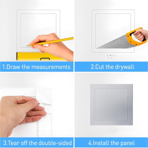 TBWHL Silver Cover Plate 10X10 Inch Self-Adhesion Access Panel Heavy-Duty ABS Plastic & Easy to Install, Wall Hole Cover for Drywall/Ceiling Plumbing/Electrical Cables/Wiring