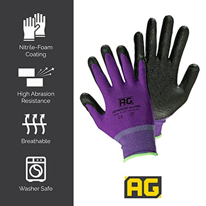 – NiTex P-200 Nylon Nitrile Gloves, Breathable Nitrile Foam Coated Utility Gloves for Insulated Grip, Purple, 3-Pair, Medium - color: Purple, size: 3 Pairs (Medium)