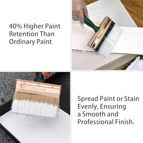 Deck Stain Brush Set, 3 Pack Large Paint Brushes (4", 5", 6") with Threaded Extension Hole, Deck Stain Applicator, Masonry Brush, Stain Brushes for Wood Deck, Fence, Walls and Furniture - color: Green, 4", 5", 6"