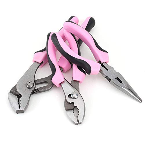 FASTPRO Pink Tool Set, 220-Piece Lady's Home Repairing Tool Kit with 12-Inch Wide Mouth Open Storage Tool Bag - color: Pink