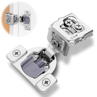 Decobasics 4 Pack Soft Close Cabinet Hinges 1-1/4" Overlay for Kitchen Cabinet Doors, Slow Self-Closing Concealed Hidden Hinges for Face Frame –Stainless Steel, 3-Way Adjustable & Quiet Close Damper - size: 1-1/4 Inch