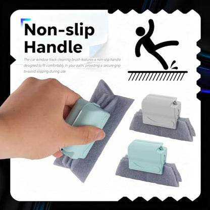 2PCS Car Magic Window Track Cleaner,2026 New Detachable Window Sill Cleaner Tool with Non-Slip Handle,Windows Groove Cleaning Brush as Car Cleaning Supplies for Air Vents/Door Tracks