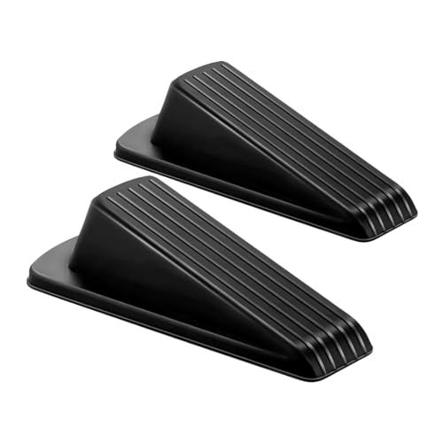 Door Stoppers for Bottom of Door – Rubber Door Stopper Wedge – Pack of 2 – Door Stop – Door Stoppers – Doorstop – Door Wedge – Doorstops for Inside Door – Ideal for Homes, Schools, Offices, Workshops - color: 2 Pack Black Rubber Wedge