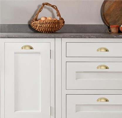 khtumeware 2 Pack 3-1/2" Drawer Pulls Brushed Brass Cabinet Cup Pulls Kitchen Hardware Cabinet Handles Drawer Handles Knobs 3.5 inch Hole Center - color: Brushed Brass, size: 3-1/2"(89mm) Hole Center, style: 2-pack