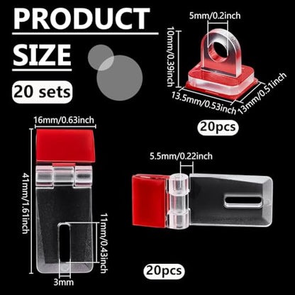 BENECREAT 20 Sets Self-Adhesive Latch Buckles, Transparent Acrylic Cabinet Hinges, Folding Hinge Kit for Aquarium Lid and Furniture Display Stand, 1.6x0.6x0.2 inches