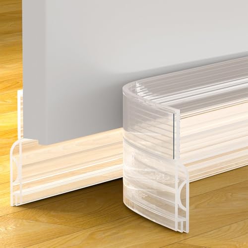 Door Draft Stopper, Door Sweep for Bottom of Door, Weather Stripping Door Seal Gap Filler Bottom Blocker Soundproof Cold Air Insulation Save Energy Installs Quickly and Easily (Transparent, 78‘’) - color: Transparent, size: 78‘’