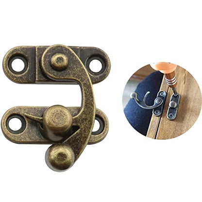 2 Sets Antique Right and Left Latch Hook Hasp and 4pcs Small Box Mini Hinges with Replacement Screws, Bronze