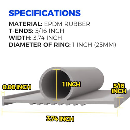 Holikme Garage Door Seals Bottom Rubber,Door Threshold Ramps,Flexible Garage Door Seal, Weather Stripping Kit Seal Strip Replacement,5/16 Inch T-End,3.74 Inch Width (22Ft, Grey) - size: 22FT-Grey