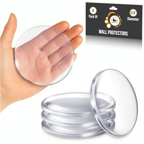 Clear Door Stoppers - Large 3.15" (4 PCS) - Door Stoppers for Wall with Strong Back Adhesive - Quiet and Shock Absorbent Silicone Wall Protectors from Door Knobs - Protects Every Surface - color: Clear, size: Large 3.15" (4 PCS)