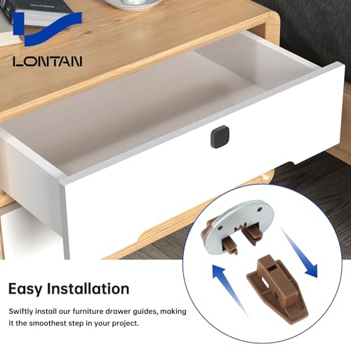 LONTAN 10 Pack Drawer Track Guide and Glides with Wheel and Metal Backing Drawer Stop for Commercial kenlin Rite-Trak II 168 Replacement Repair Part for Dresser Center Mount Drawer Slides - size: 10 Pack, style: With Metal Brackets