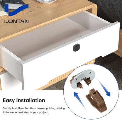 LONTAN 10 Pack Drawer Track Guide and Glides with Wheel and Metal Backing Drawer Stop for Commercial kenlin Rite-Trak II 168 Replacement Repair Part for Dresser Center Mount Drawer Slides - size: 10 Pack, style: With Metal Brackets