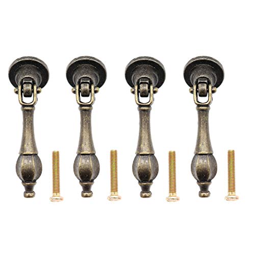 10-Pack Antique Vintage Tear Drop Pulls with Pendant for Dresser Drawer Cabniet - color: Antique Bronze 10pcs Heavy Style