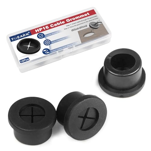5/8 Inch Cable Grommet (16mm) – 12 Pcs Flexible Rubber Hole Cover Caps for Cabinets, Furniture Backs, Phone/Power Cable Pass-Through (Black) - size: 12pcs 5/8"(16mm)