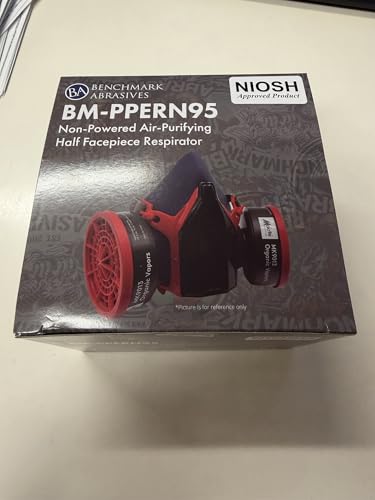 Benchmark Abrasives N95 Niosh Approved Half Mask Respirator Dust Mask for Construction, Cleaning, Workshop (PPERN95)