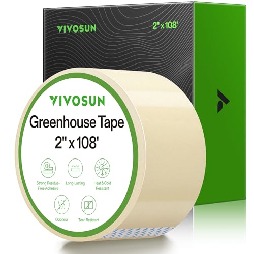 VIVOSUN Greenhouse Repair Tape, 6.3 mil 2" x 108' Weatherproof Clear Poly Patch Tape, Heavy Duty Greenhouse Sheeting Coverings Film Tape for Plastic Sheeting and Tents - size: 2”x108’