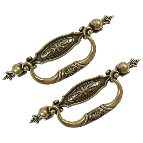 6 Pack Vintage Bronze Drawer Pulls, 3-3/4 Inch Hole Center, Antique Cabinet Handles for Dresser Closet Cupboard Furniture Restoration - size: 3-3/4 Inch Hole Center