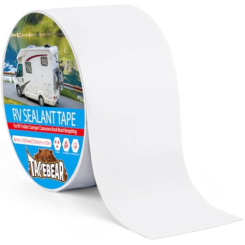 TAPEBEAR RV Sealant Tape 4"×50', White RV Roof Tape Waterproof Seal Tape UV & Weatherproof Repair Sealant Roofing Tape Stop Leak for Camper, Trailer, Boat, Truck - size: 4 Inch x 50 Feet