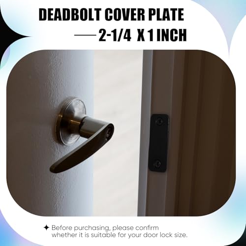 Blulu 2 Set Door Hole Cover Plate 1" x 2-1/4" Stainless Steel Door Strike Filler Plate Latch Filler, Increase Home Security on Entry (Black) - color: Black
