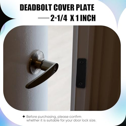 Blulu 2 Set Door Hole Cover Plate 1" x 2-1/4" Stainless Steel Door Strike Filler Plate Latch Filler, Increase Home Security on Entry (Black) - color: Black