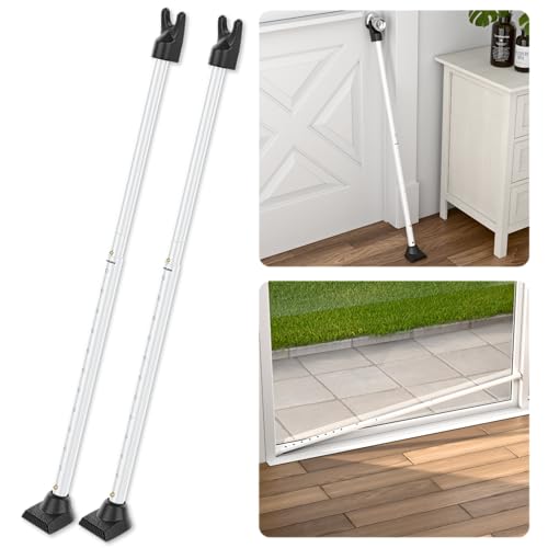 SECURITYMAN 3-in-1 Door Security Bar, Security Door Stoppers & Door Barricade – Heavy Duty Adjustable Iron Security Lock Bar for Home Defense, Apartment & Travel Safety (2 Pack - White) - color: White, size: 2 Pack