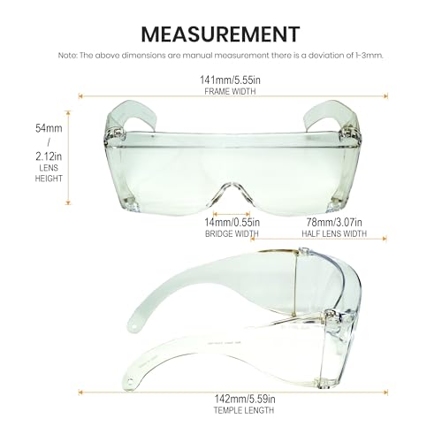Calabria 3000 Fitover Safety Glasses with Uni-Lens – [Clear] Wrap Around Eye Protection | Anti-Fog Scratch Resistant | Protective Eyewear - color: Clear