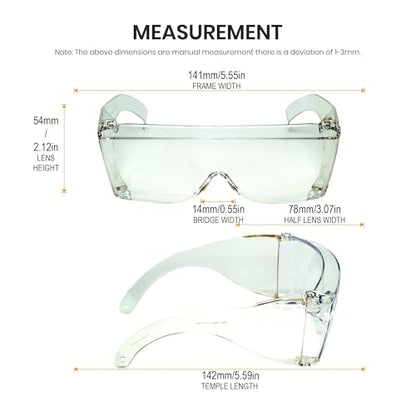 Calabria 3000 Fitover Safety Glasses with Uni-Lens – [Clear - 3 Pack] Wrap Around Eye Protection | Anti-Fog Scratch Resistant | Protective Eyewear - color: Clear 3-pack