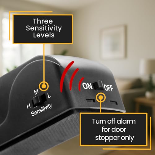 Door Stop Alarm with 120 dB Siren – Portable Travel Door Stopper Alarm Wedge for Hotel, Apartment & Dorm Security – Battery-Operated, Black, 1-Pack - size: 1 Pack