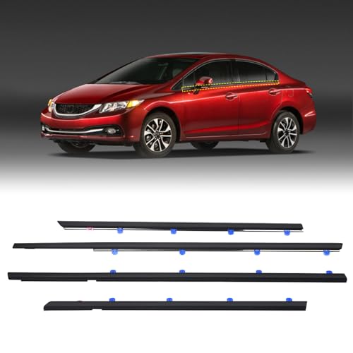 ZONFANT 4 Pcs Car Outer Door Window Moulding Trim Weatherstrip Seal Belt Compatible with Honda Vehicle 2012-2015 Civic, Replace#72450-TR0-A01 72410-TR0-A01 72950-TR0-A01 72910-TR0-A01 - size: 2012-2015