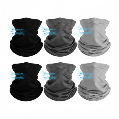 Geyoga Neck Gaiter Bandana Face Mask Summer UV Protection Cooling Breathable Face Mask Neck Scarf Balaclava for Men Women - color: Dark Gray, Light Gray