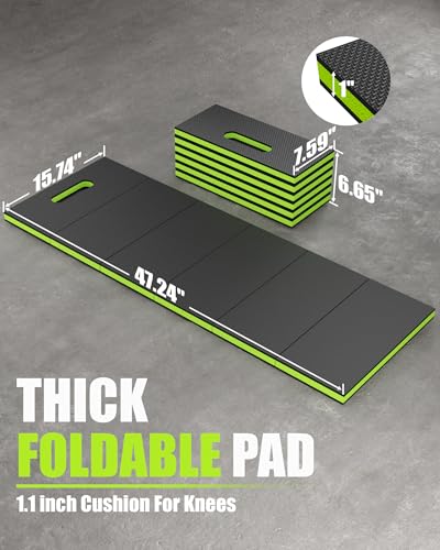 Foldable EVA Utility Mat with Handle, Heavy Duty Mechanic Mat for Kneeling, Workouts, Garages, Gardening, Camping, Picnics, Outdoor Adventures and Home Gyms, Green - color: Green