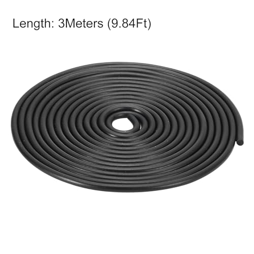 uxcell Nitrile Rubber Round Seal Strip, 4mm(5/32") Diameter 3 Meters (9.84Ft) Long Hard Solid Rubber Weather Stripping for DIY Gasket, Industrial Equipment, and Furniture - size: 4mmx3m