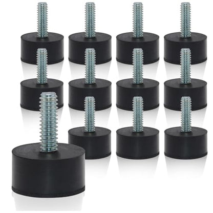 NEWBYTEK 1/4-20 Rubber Adjustable Furniture Leveler，12 Pack Leveling Feet Screws in Threaded, Feet Levelers Screw On Furniture Glide Leveling for Table, Chair, Furniture Legs - size: 1/4"-20 No Nuts, 12pcs