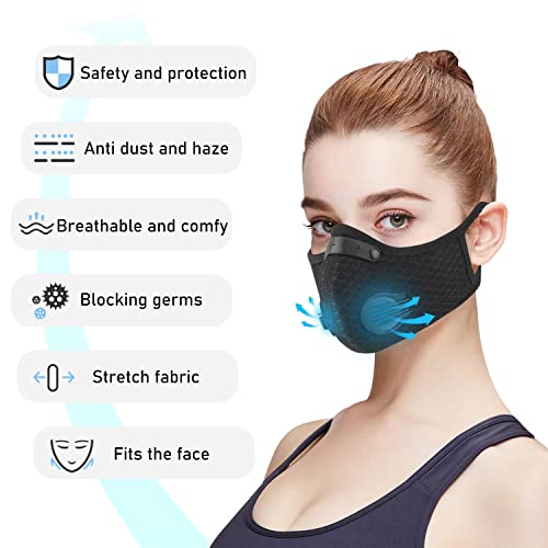 FULIER Dust Face Mask Anti-Fog Outdoor Cool Sports Mask Reusable Face Protection - color: Dark Grey