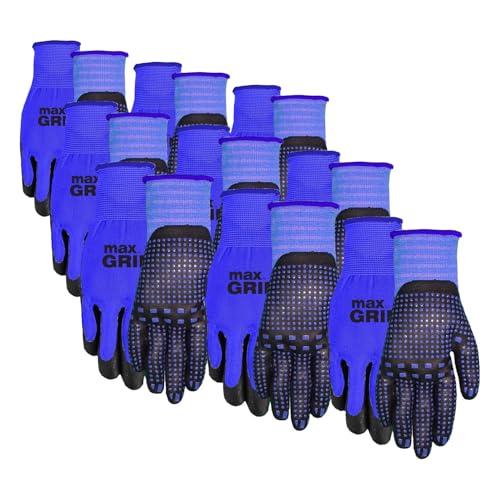 Midwest Gloves & Gear 94BLP03-LX-AZ-6 Max Grip Packs, 3 Pair, Mens Blue, L-XL | (Pack of 3) - size: 6 Piece Assortment (Pack of 3)