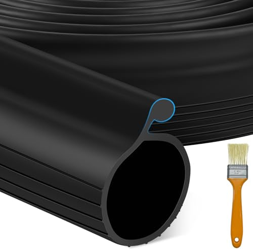 18 FT Garage Door Bottom Seal Rubber 0.35" Big P Bulb Bottom Garage Weather Stripping for Single Channel, Flexible Weatherproof Replacement Strip Seal Fits 18FT Wide, Black - color: Black-0.35" Big P Bulb, size: 18 Feet
